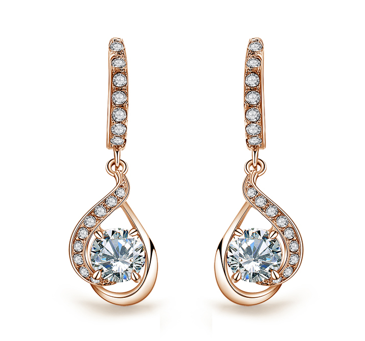 Örhängen med Austrian Crystals och i 18 K Roséguldplätering