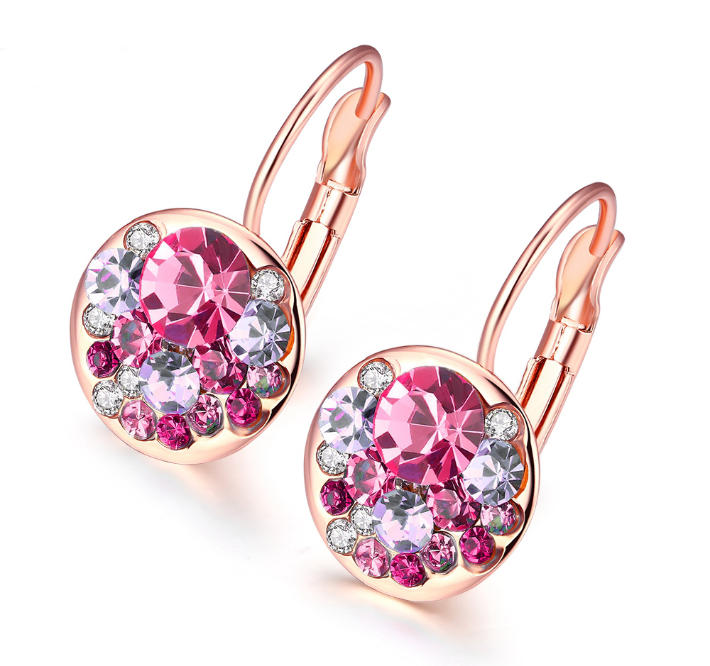Örhängen med Cubic Zirconia och i 18 K Guldplätering -Rosa