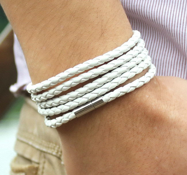 Läderarmband 90 cm -Vitt