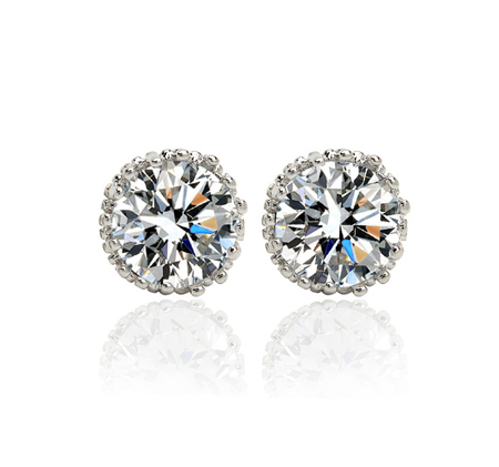 Örhängen med Cubic Zirconia samt i platinumplätering 9mm