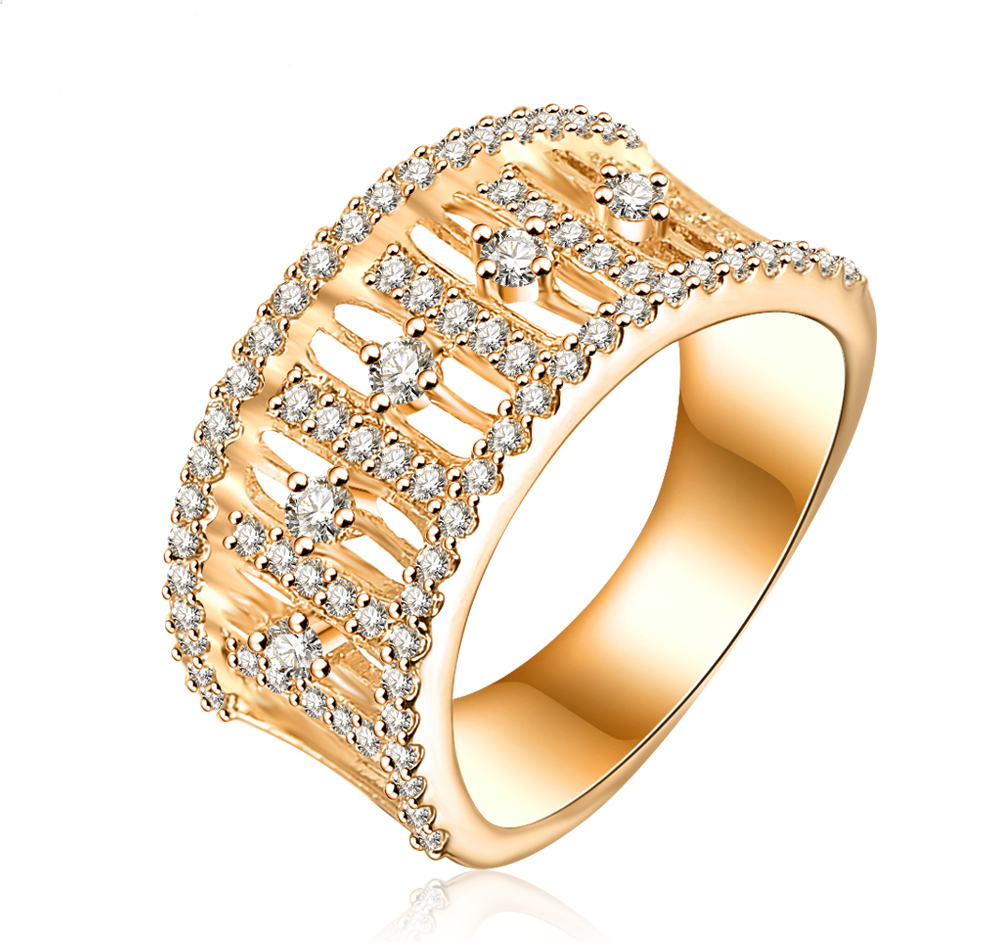 Ring med många små  Cubic Zirconia i 18K Guldplätering