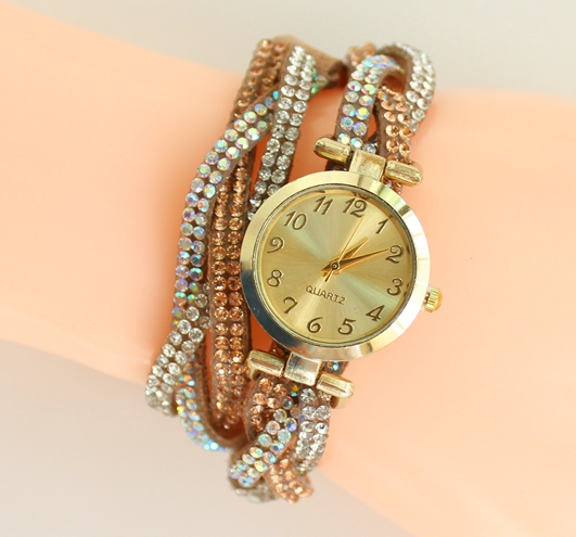 Klocka - Strass -Khaki