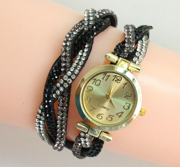 Klocka - Strass -Svart