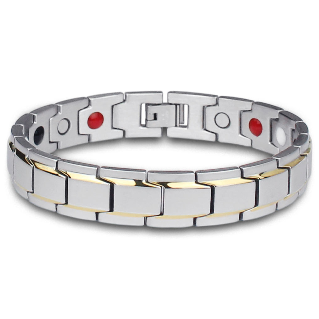 Magnetarmband i rostfritt stål  -Silver/Guld