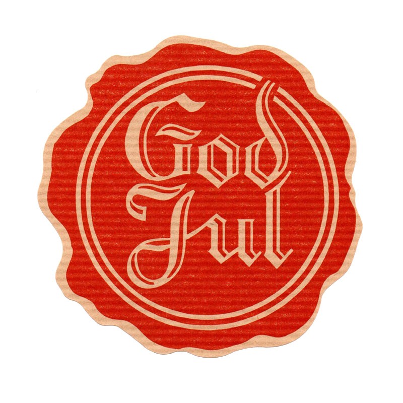 God Jul Sigill, vit/röd, rund