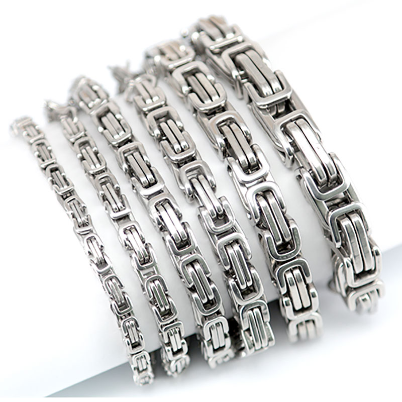 Kejsarlänk -Armband i rostfritt stål -Silver 5mm,  6mm, 8mm resp. 10mm