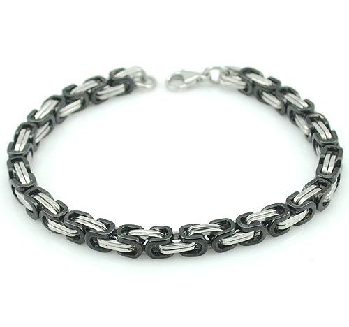 Kejsarlänk -Armband i rostfritt stål -Silver/Svart 5mm resp 8mm