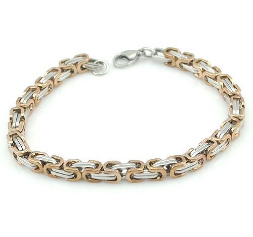 Kejsarlänk -Armband i rostfritt stål -Silver/Roséguld 5mm resp 8mm