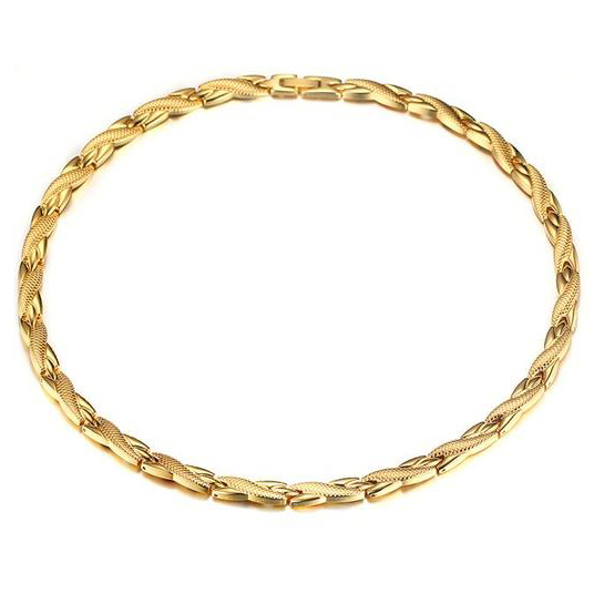 Magnethalsband i Rostfritt stål och 18K Guldplätering 7mm -längd 50 cm