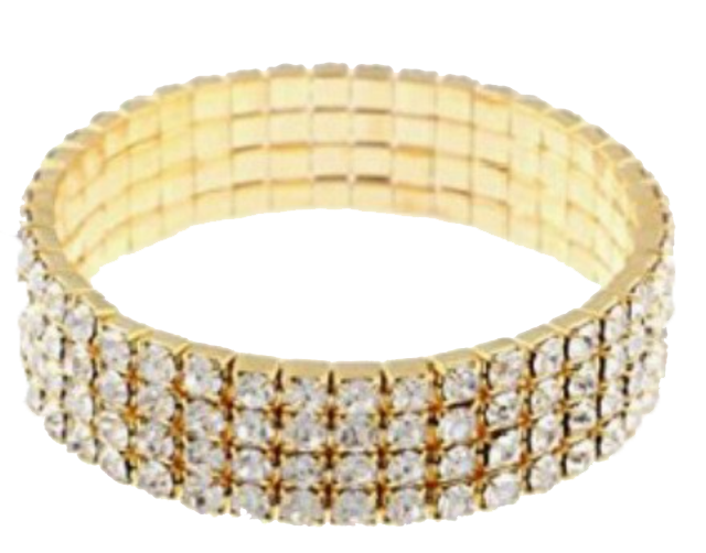 Elastiskt Armband i Rhinestone och med många Cubic Zirconia i Guldplätering