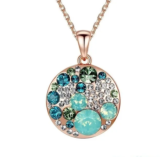 Halsband med Cubic Zircona och i 18 K Guldplätering -Grön
