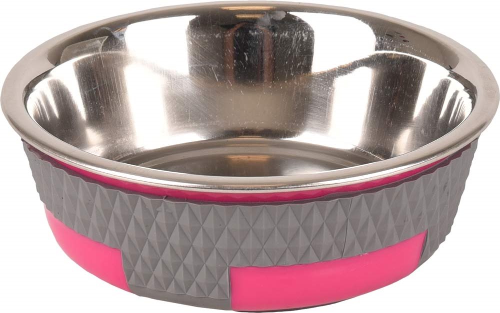 Skål plast/rostfritt Trimond rosa 450ml
