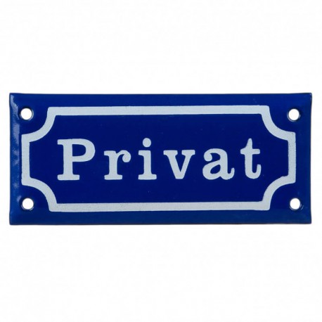 Emaljskylt privat blå
