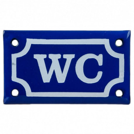 Wc blå emaljskylt