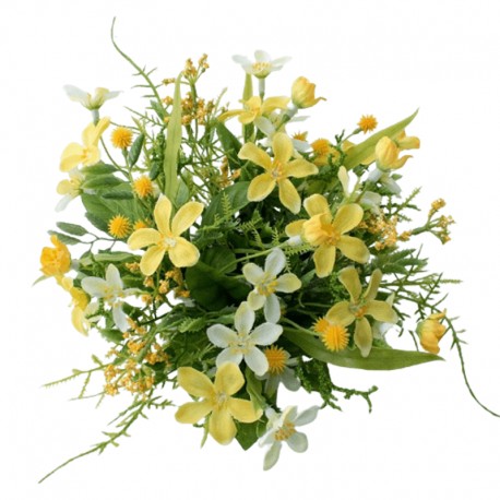 Ljusmanschett för kronljus med gula och vita blommor