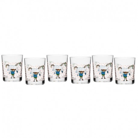 6-pack pippi långstrump glas, pippi och hästen