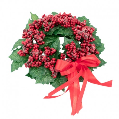 Ljusmanschett för blockljus med frostiga röda bär och gröna blad
