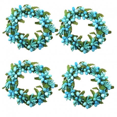 Ljusmanschetter 4-pack för blockljus blåa bär innerdiameter 6,5 cm