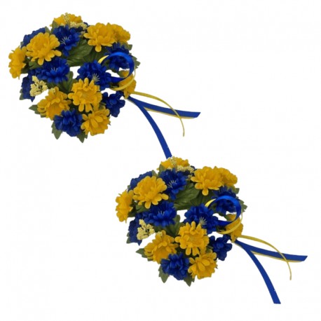 Ljusmanschetter 2-pack för kronljus med gula och blå blommor