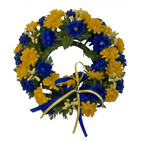 Ljusmanschett för blockljus med blå och gula blommor