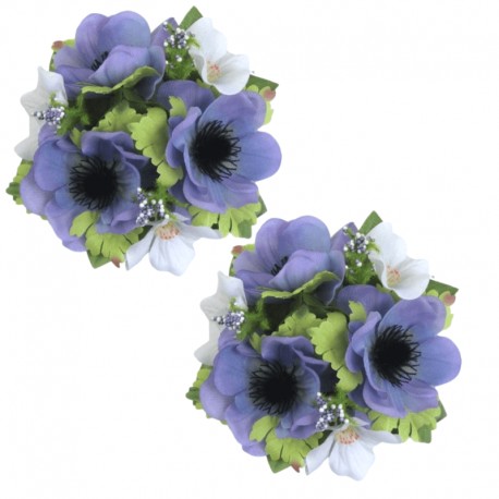 Ljusmanschetter 2-pack för kronljus med blå anemoner