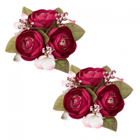 Ljusmanschetter 2-pack röda blommor för kronljus