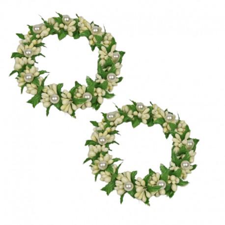 2-pack ljusmanschetter för blockljus med cremefärgade bär innerdiameter 8,5 cm