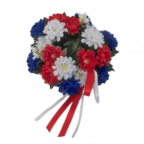 Ljusmanschett för kronljus med röda, vita och blå blommor
