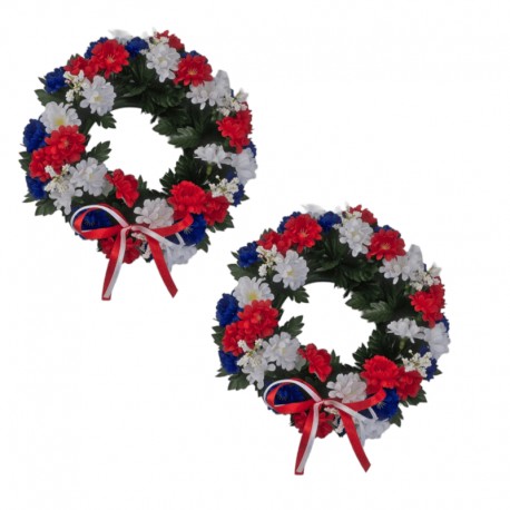 2-pack ljusmanschetter för blockljus med röda, vita och blå blommor