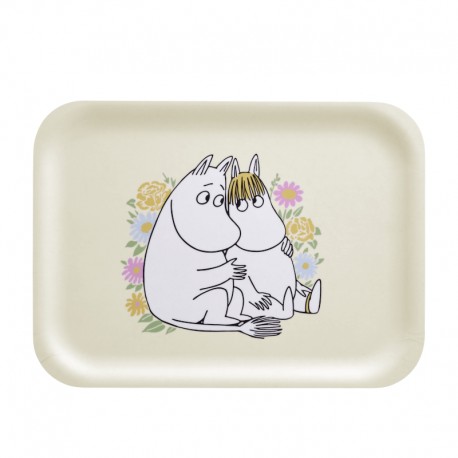 Bricka  mumin flowers 27 x 20 cm i björkfaner från muurla