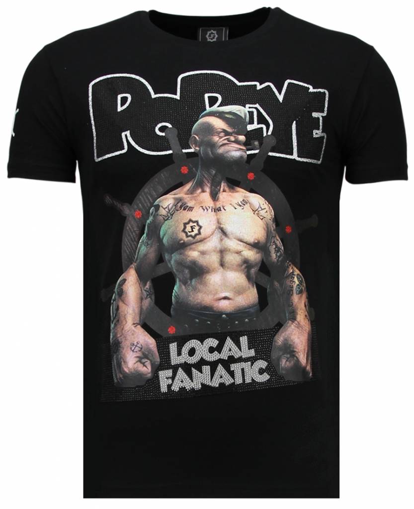 The Sailor Man Popeye Rhinestone - Man T-Shirt Svart