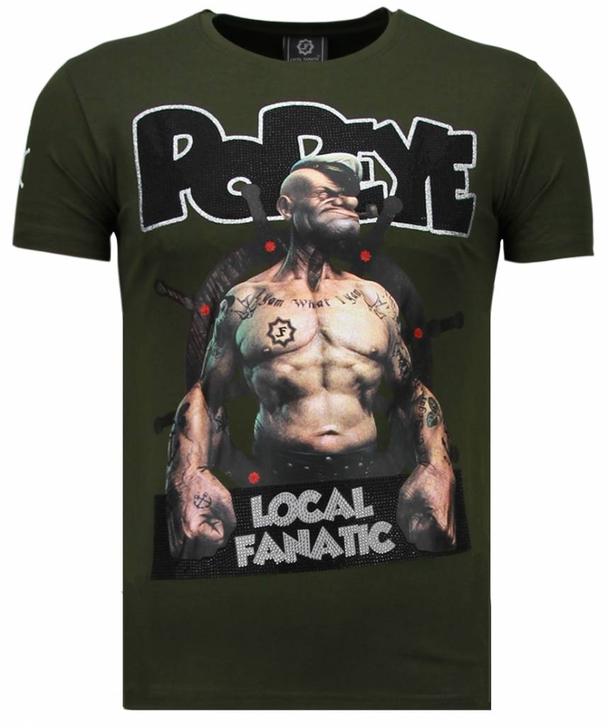 The Sailor Man Popeye Rhinestone - T-Shirt Herr Grön