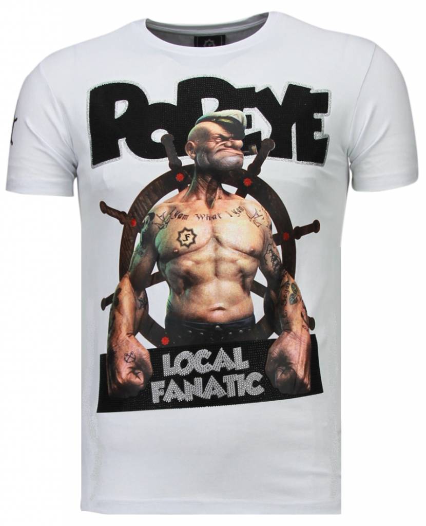 The Sailor Man Popeye Rhinestone - Herr T-Shirt Vit