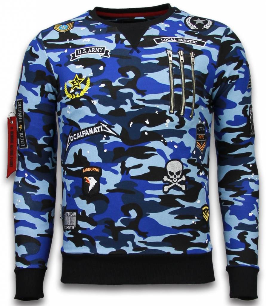 Camo Embriordry Sweater Patches - Herr Tröja Blå