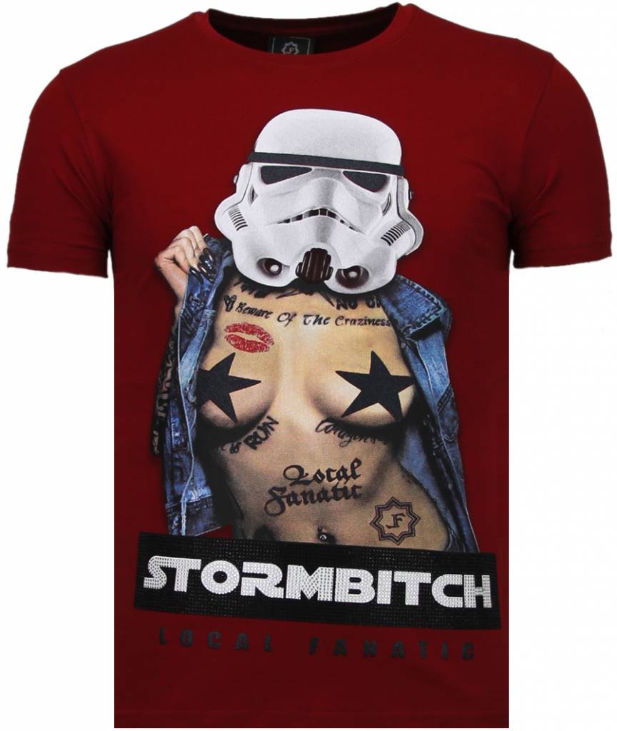 Stormbitch Rhinestone - T-Shirt Herr Bordeaux