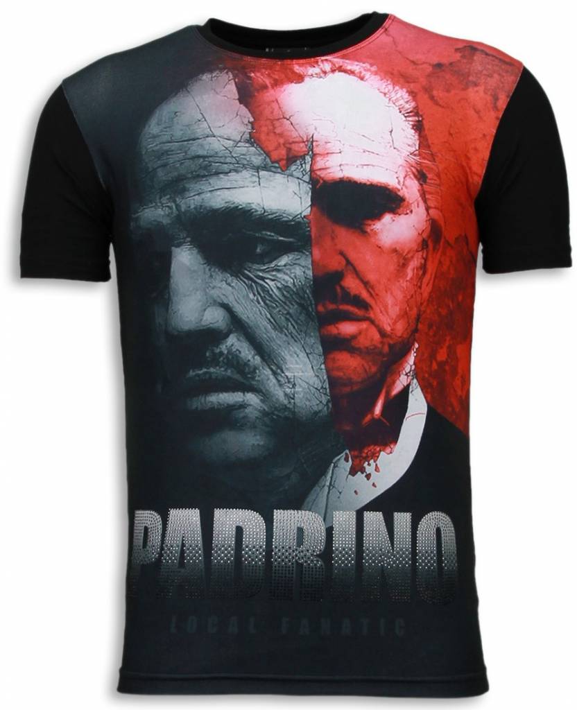 El Padrino Digital Rhinestone - Herr T-Shirt Svart
