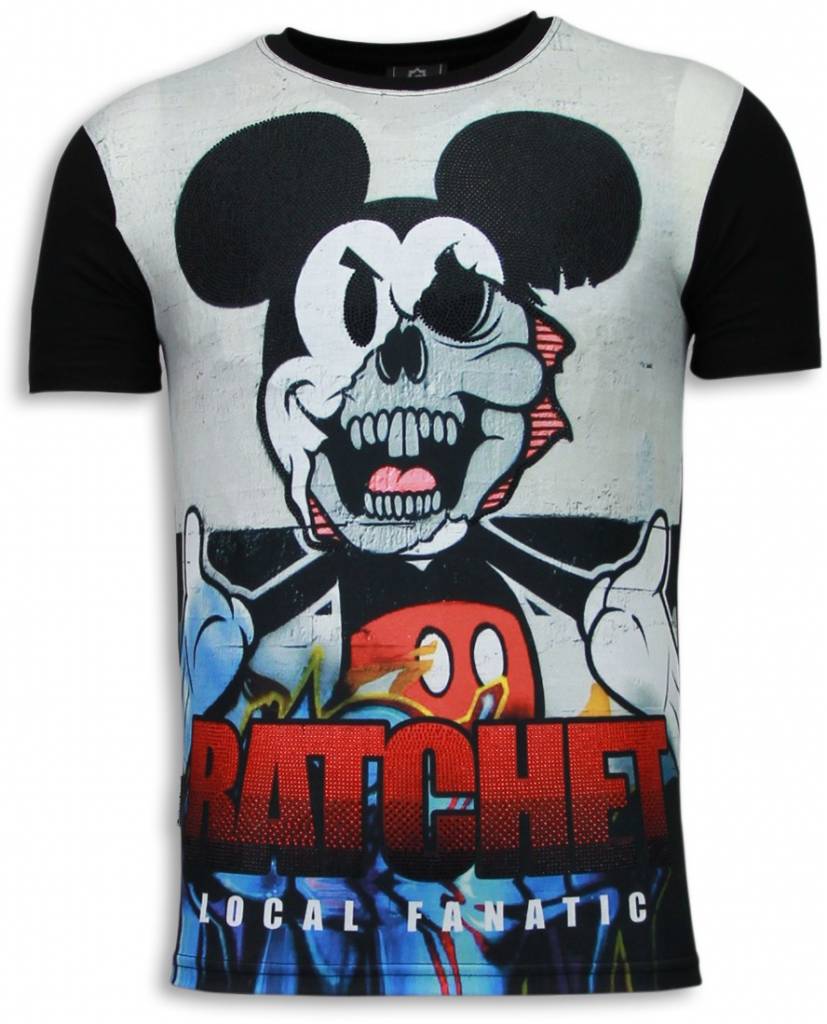Ratchet Mickey Digital Rhinestone - Herr T-Shirt Svart