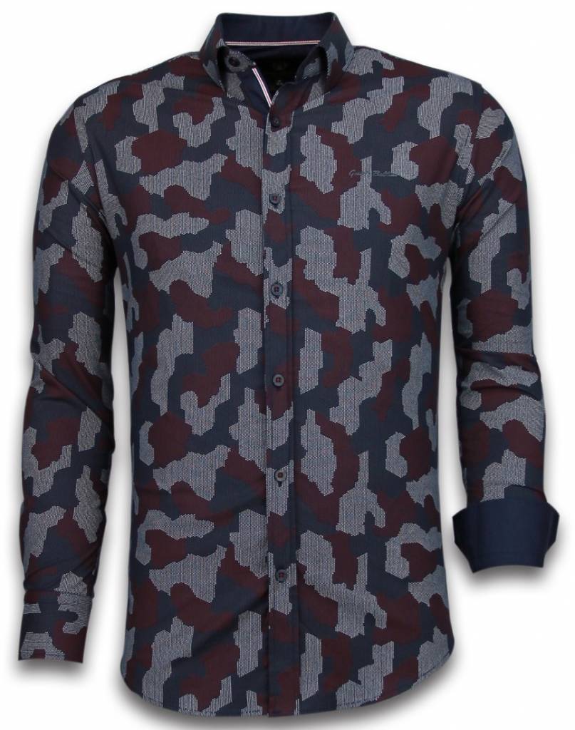Slim Fit Stretch Shirt - Mönstrad Skjorta Till Kostym Svart