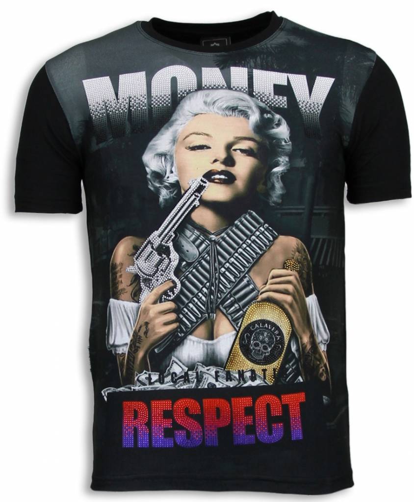 Marilyn Money Rhinestone - Herr T-Shirt Svart