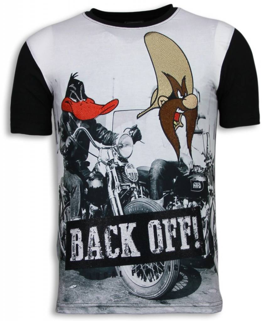 Back Off Digital Rhinestone - Herr T-Shirt Svart
