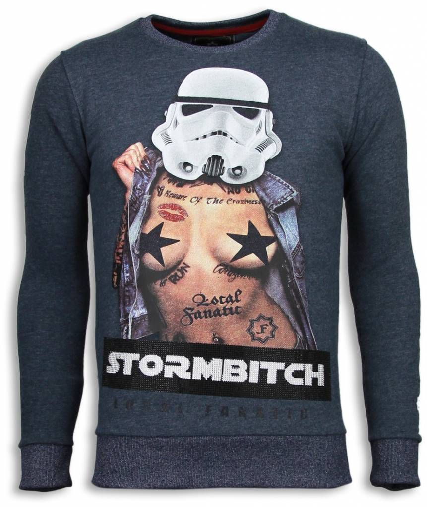 Stormbitch Rhinestone Sweater - Tjocktröja Herr Blå