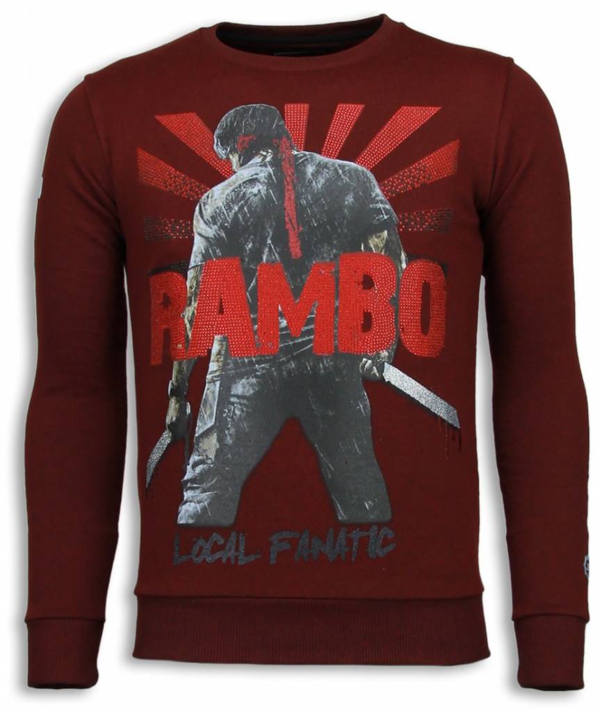 Rambo Rhinestone Sweater - Herr Tröja - A - Bordeaux