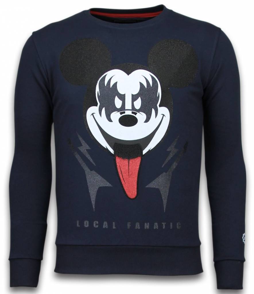 Kiss My Mickey Rhinestone - Herr SweaT-Shirt Mörkblå