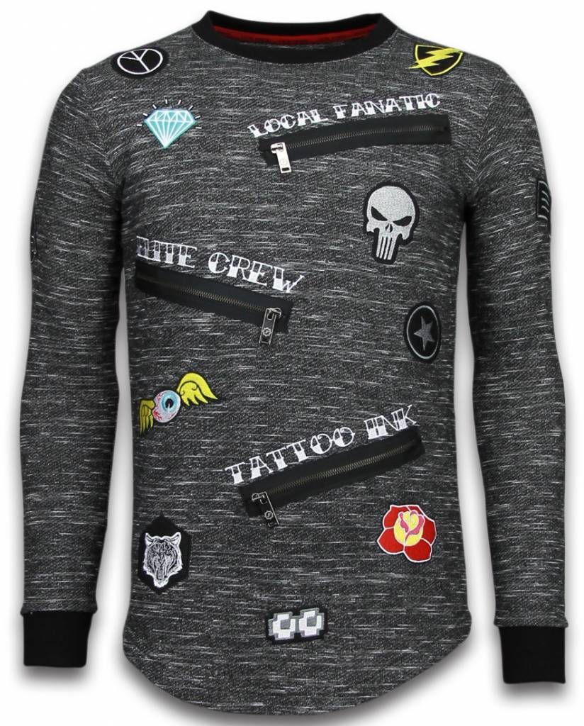 Longfit Patches Elite Crew - Tröjor Män - LF-G -Grå