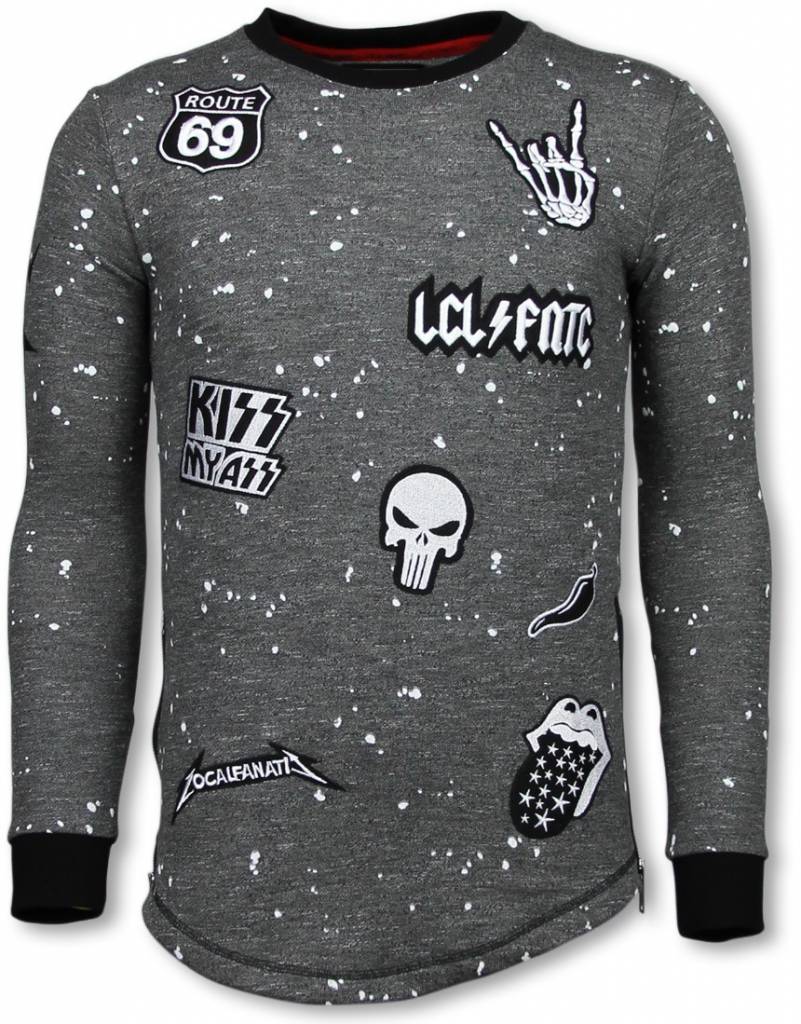 Longfit Patches Rockstar -Herr Sweater - LF-A - Stenkol