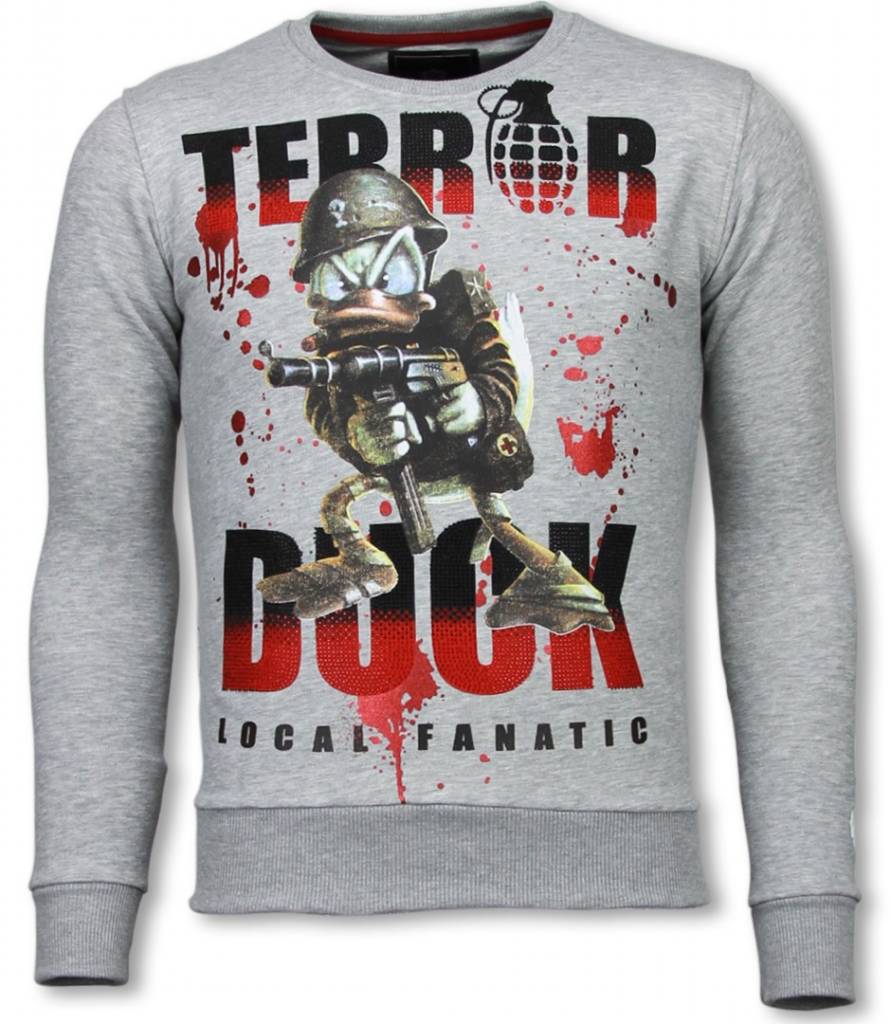 Terror Duck Rhinestone Sweater - Tröjor Män Grå