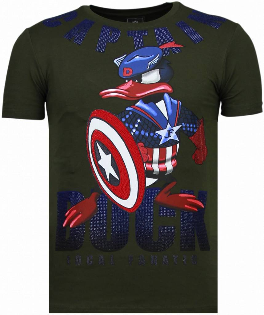 Captain Duck Rhinestone - T-Shirt Herr Grön