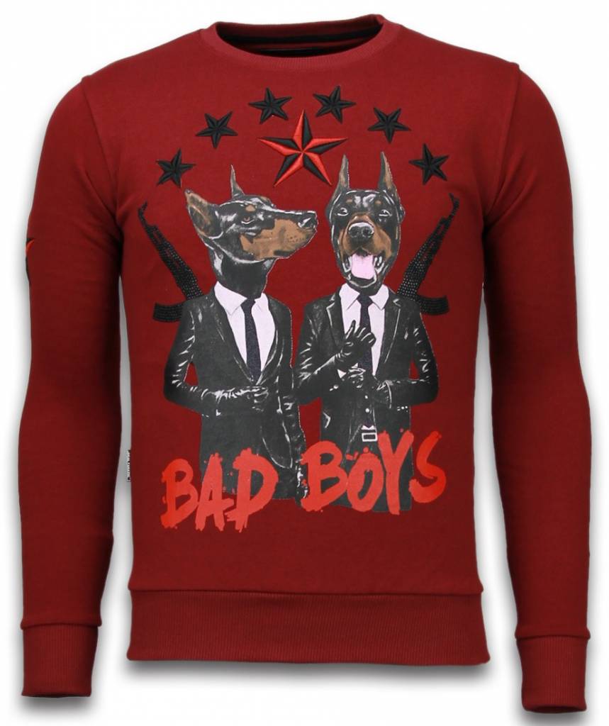 Bad Boys Dogs Rhinestone - Herr Tröjor Bordeaux
