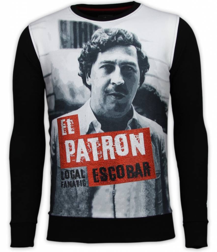 El Patron Escobar Rhinestone - Herrtröjor Svart