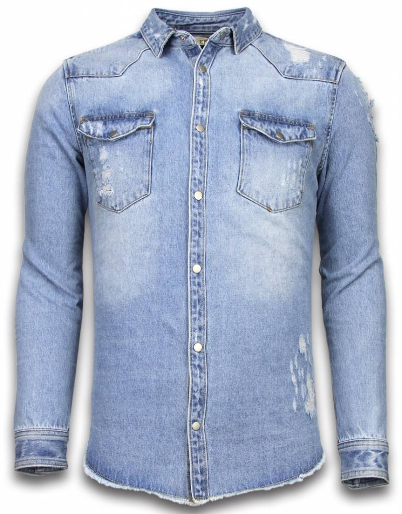 Ljus Jeansskjorta Herr - Mörk Jeansskjorta Blå